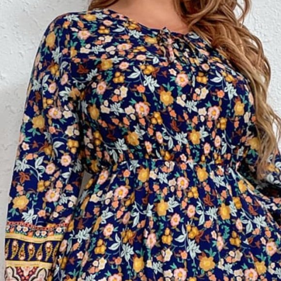 Melo Apparel Plus Size Bohemian Round Neck Maxi Dress - Picture 3 of 8